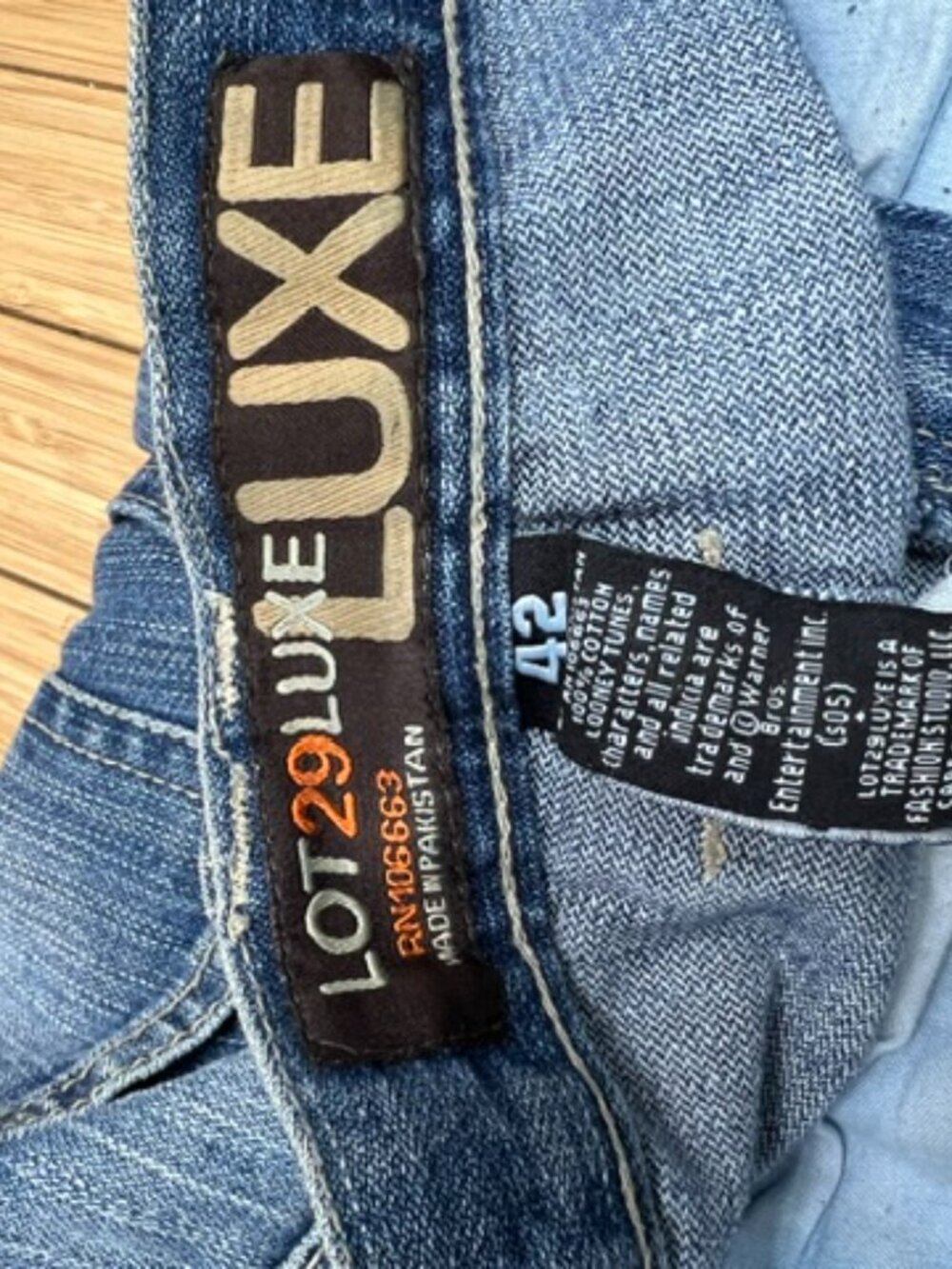 Y2K Streetwear Jean LOT 29 LUXE Looney Tunes Time Wiley Blue Denim 42 X33(86 - Picture 9 of 16